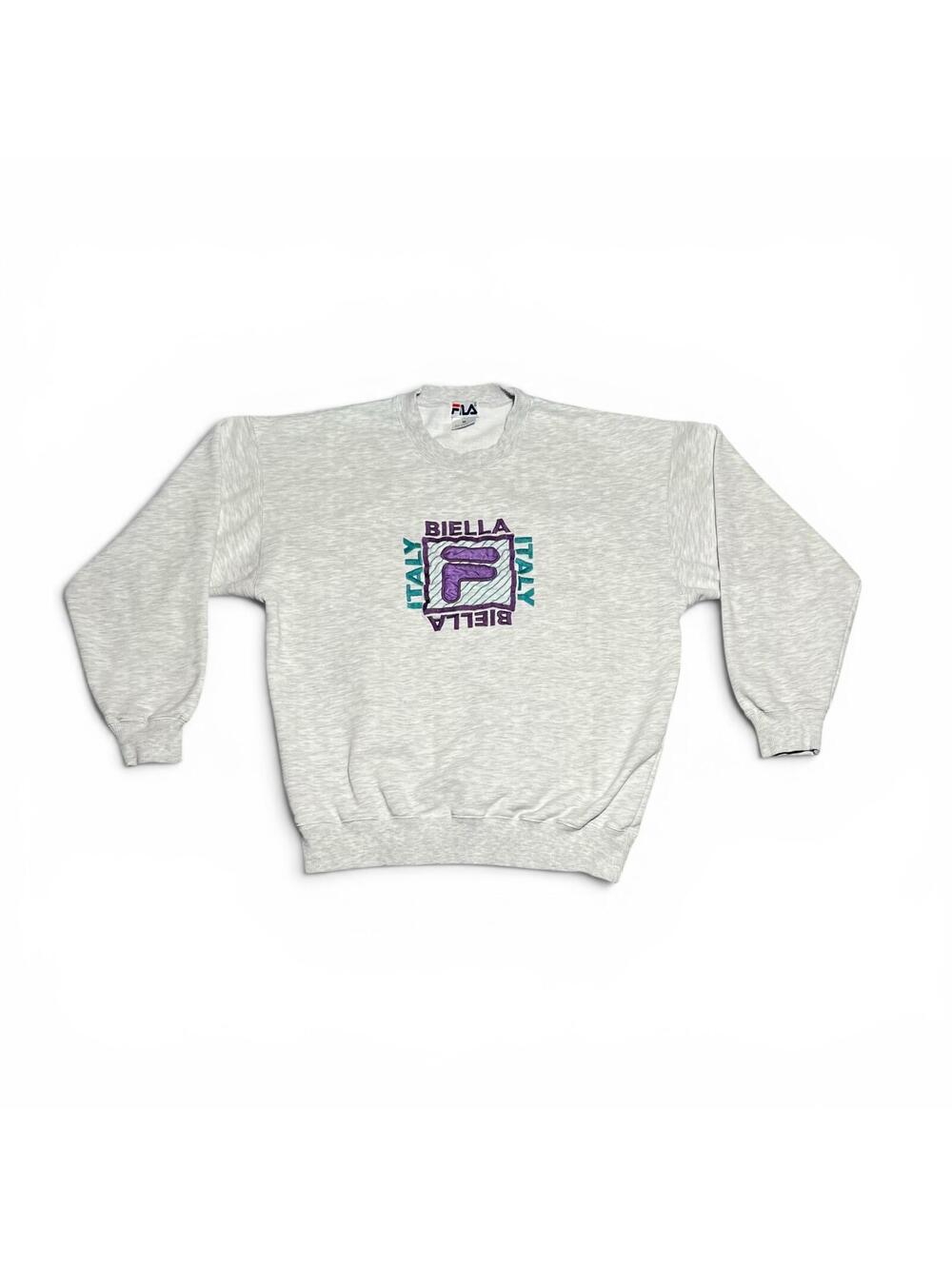 Vintage 90s FILA Biella Italy Embroidered Crewneck Sweatshirt M